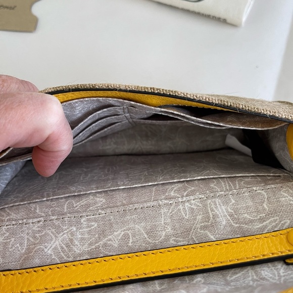 Ellen Degeneres leather and textile yellow/brown Purse - Picture 7 of 9